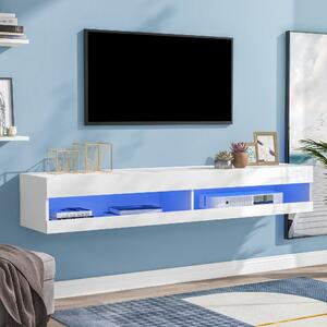 Mobile TV Bianco con Illuminazione LED, Design Moderno e Spazioso, Bianco