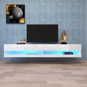 Mobile TV con Illuminazione LED, Design Moderno e Spazioso, Bianco