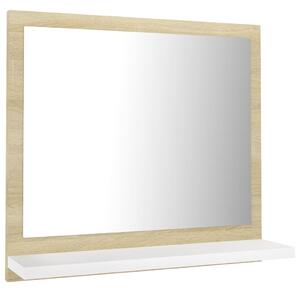Specchio Bagno Bianco e Rovere Sonoma 40x10,5x37 cm Multistrato