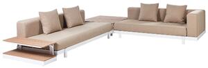 Set di divani 5 posti con tavolini Beige Tessuto Poliestere Cuscino Media Resistenza Giardino Stile Moderno Esterno Beliani