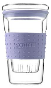 Mug in vetro con fascia in silicone 360 ml - Viola
