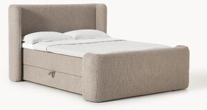 Letto boxsrping in bouclé con contenitore Perla