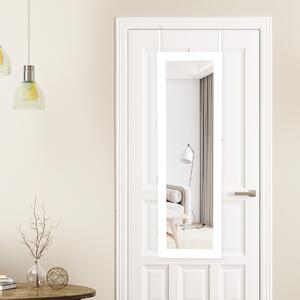 Costway Armadio per gioielli con specchio LED 119cm di altezza, Armadio per gioielli montabile a parete o porta Bianco