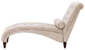Chaise longue in velluto beige Chesterfield abbottonato moderno soggiorno Chaise gambe in legno Beliani