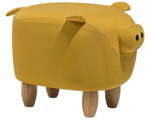 Sgabello per bambini Animal Pig in tessuto giallo Gambe in legno Poggiapiedi per scuola materna Beliani