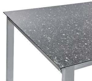 Tavolo da giardino Piano in vetro temperato nero Struttura in acciaio inox Rettangolare 180 x 90 cm 6 posti a sedere Beliani