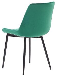 Set di 2 sedie da pranzo in velluto verde gambe in acciaio Nero sedie moderne imbottite Beliani