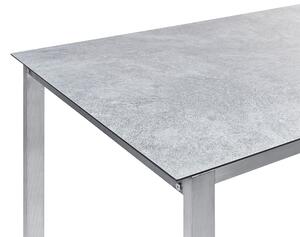 Tavolo da giardino Piano in vetro temperato grigio Struttura in acciaio inox Rettangolare 180 x 90 cm 6 posti a sedere Beliani