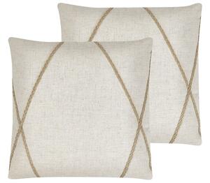 Set di 2 cuscini motivo geometrico in iuta 45 x 45 cm beige moderno Beliani