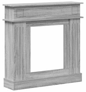 Bordo per caminetto, colore Sonoma grigio, 102 x 26 x 100 cm, materiale composito in legno
