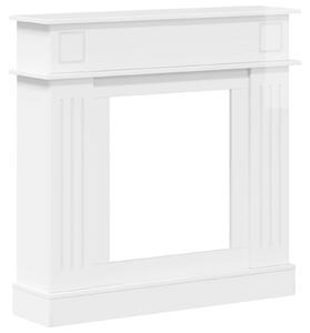 Cornice per camino, finitura lucida bianca, dimensioni 102 x 26 x 100 cm, realizzata in materiale composito di legno