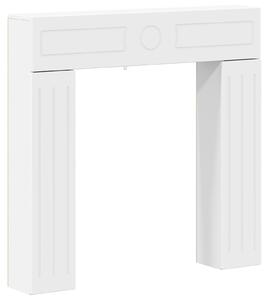 Cornice per camino, colore bianco, dimensioni 102 x 18 x 100,5 cm, realizzata in materiale composito di legno