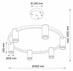 Lampadario a sospensione con filo PARIGI 6xGU10/12W/230V nero