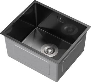 ML-Design lavello da cucina con scarico e troppopieno, antracite, in acciaio inox