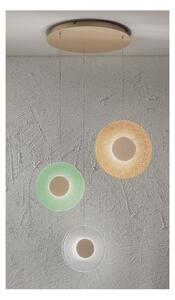 CANDY SOSPENSIONE A 3 LUCI LED 27W LUCE 3000K DIMMERABILE CON DIFFUSORI IN VETRO COLORATO E BASE ORO
