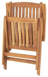 Set di 6 sedie da giardino in legno di acacia chiaro con cuscini color talpa pieghevole in stile rustico resistente ai raggi UV Beliani