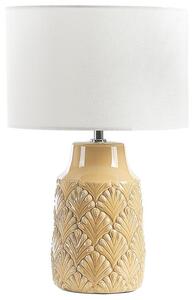 Lampada da tavolo in ceramica lino arancio bianco 43 cm base lucida paralume in tessuto scrivania moderna Beliani