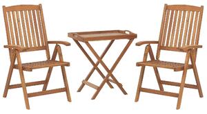 Set da bistrot da giardino Tavolo in legno di acacia 2 sedie con cuscini color tortora pieghevole resistente ai raggi UV Beliani