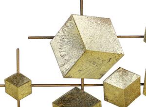 Decorazione da parete in metallo dorato 89 x 45 cm cubi geometrici camera da letto zona giorno Beliani