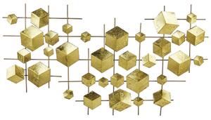 Decorazione da parete in metallo dorato 89 x 45 cm cubi geometrici camera da letto zona giorno Beliani