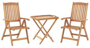 Set da bistrot da giardino Tavolo in legno di acacia chiaro 2 sedie Vassoio piano pieghevole resistente ai raggi UV Beliani