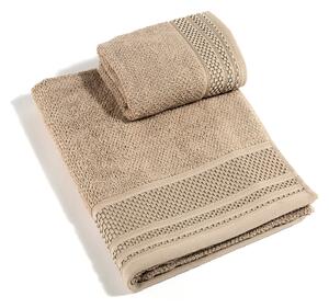 Asciugamano Con Ospite In Cotone Gim CM. 40X55+60X100 Spugnissima Tinta Unita Cammello Caleffi