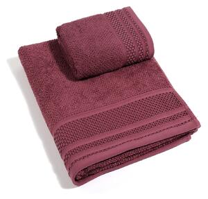 Asciugamano Con Ospite In Cotone Gim CM. 40X55+60X100 Spugnissima Tinta Unita Bordeaux Caleffi