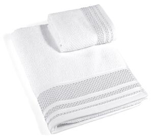 Asciugamano Con Ospite In Cotone Gim CM. 40X55+60X100 Spugnissima Tinta Unita Bianco Caleffi