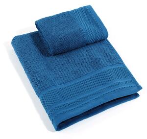 Asciugamano Con Ospite In Cotone Gim CM. 40X55+60X100 Spugnissima Tinta Unita Blu Caleffi