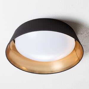 Reality Leuchten Plafoniera LED Ponts rotonda con tessuto nero-oro