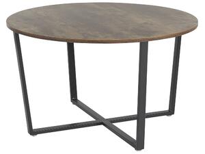 Tavolino da caffè in legno scuro con piano in MDF Nero gambe in metallo 80 cm industriale rotondo soggiorno Beliani