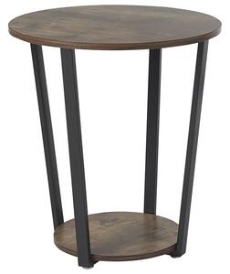 Tavolino in legno scuro con gambe in metallo MDF Nero Scaffale da soggiorno rotondo industriale da 50 cm Beliani