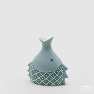 Edg Enzo De Gasperi Vaso Testa di Pesce Azzurro in Ceramica