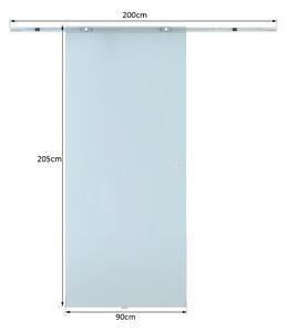 HOMCOM Porta Scorrevole da Interni in Vetro Satinato con Binario B3 in Alluminio per Bagno Cucina Studio 205x90x0,8cm