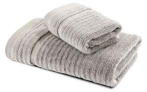 Asciugamano Con Ospite In Cotone Stripe Standard Spugnissima Tinta Unita Naturale Caleffi