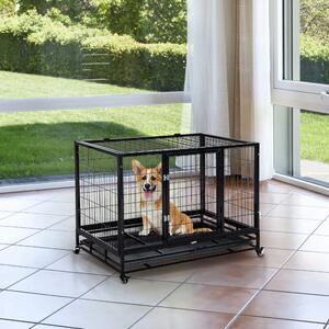 Box per Cani da Interno Esterno con Rotelle 92×62×75 cm