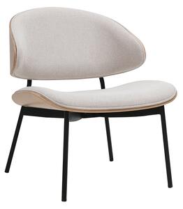 Poltrona in tessuto effetto velluto beige, legno chiaro e metallo nero FABULO
