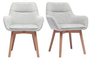 Sedie in tessuto effetto velluto grigio chiaro testurizzato e legno chiaro (set di 2) ALESS