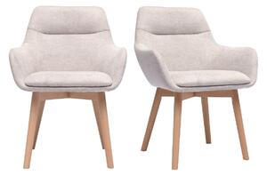 Sedie in tessuto effetto velluto testurizzato beige e legno chiaro (set di 2) ALESS