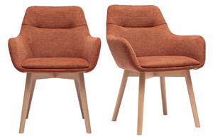 Sedie in tessuto effetto velluto texturizzato terra bruciata e legno chiaro (set di 2) ALESS