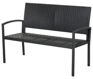 Outsunny Panchina da Giardino ed Esterno in Rattan, Panca in Rattan Nero 2 Posti, 122x60x87cm