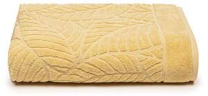 Telo Bagno In Cotone Foglie CM. 100x150 Primanatura Tinta Unita Miele Caleffi