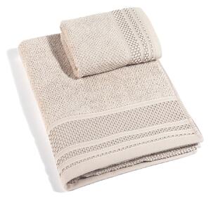 Asciugamano Con Ospite In Cotone Gim CM. 40X55+60X100 Spugnissima Tinta Unita Crema Caleffi