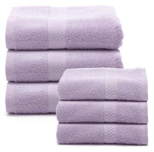 Set Asciugamani In Spugna In Cotone Spugna Standard Spugnissima Tinta Unita Lilla Caleffi