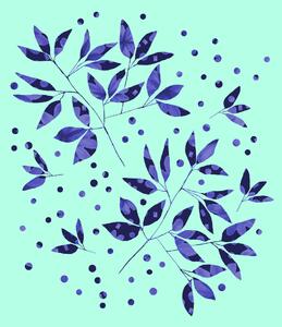 Fotografia artistica Floral Branches Blue Pattern On Mint, Michele Channell, (30 x 40 cm)