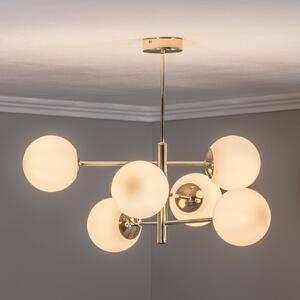 Lampada a sospensione in vetro Aurora Euluna, dimmerabile, Ottone / Oro, Soggiorno / Sala da pranzo, Metallo, Lampada a sospensione