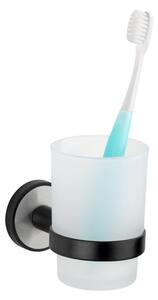 Bicchiere di vetro bianco autoportante per spazzolini da denti Udine - Wenko