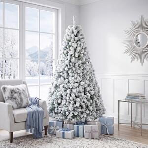 Costway Albero di natale artificiale 183 cm con 928 rami e 230 luci led, Albero di natale artificiale pre-illuminato con neve