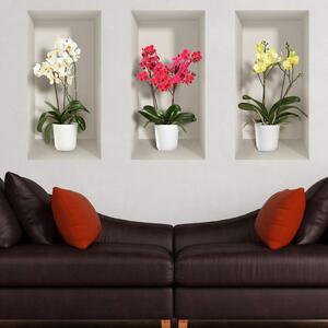 Set di 3 adesivi murali 3D Orchidee - Ambiance