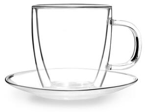 Set di 2 tazze in vetro a doppia parete con piattino , 250 ml Amo - Vialli Design